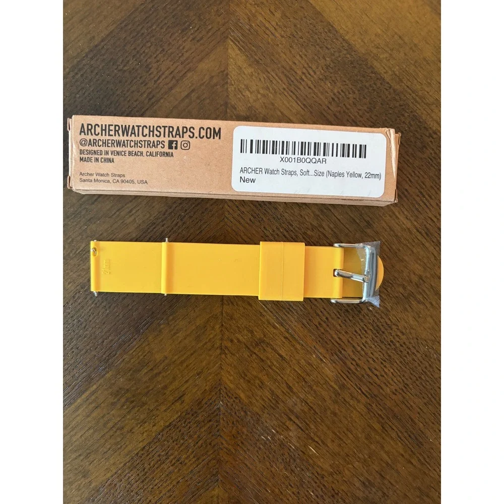 Archer Watch Strap 22mm Naples Yellow Soft Silicone Quick Release Band NEW